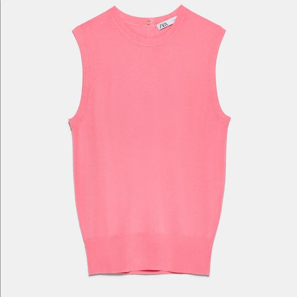 Zara pink button knit top small